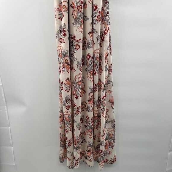 Love Fire Women's Floral Ruffled Halter Maxi Dress Cream/Multi Size Small - Picture 5 of 9